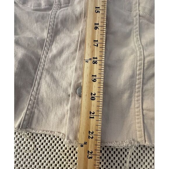 Rebel Wilson Jacket Moto Trucker Raw Fray Hem Women Sz 3X Cream Ivory Jean Style - Picture 6 of 11